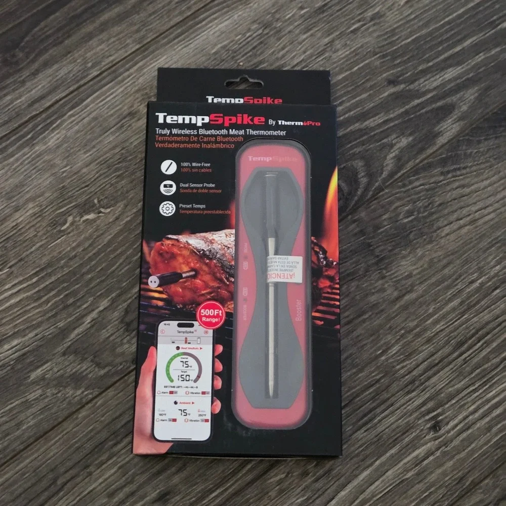ThermoPro TempSpike Wireless Bluetooth Meat Thermometer TP960W Red NEW